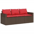 Bowery Hill 3-Seater PE Rattan Garden Sofa With Removable Covers in Brown