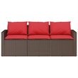 Bowery Hill 3-Seater PE Rattan Garden Sofa With Removable Covers in Brown
