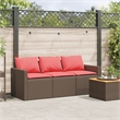 Bowery Hill 3-Seater PE Rattan Garden Sofa With Removable Covers in Brown
