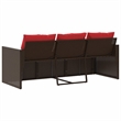 Bowery Hill 3-Seater PE Rattan Garden Sofa With Removable Covers in Brown