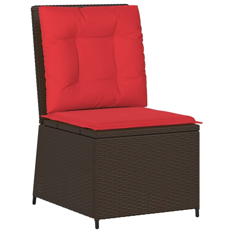 Bowery Hill Single-Seat PE Rattan Reclining Patio Sofa in Brown