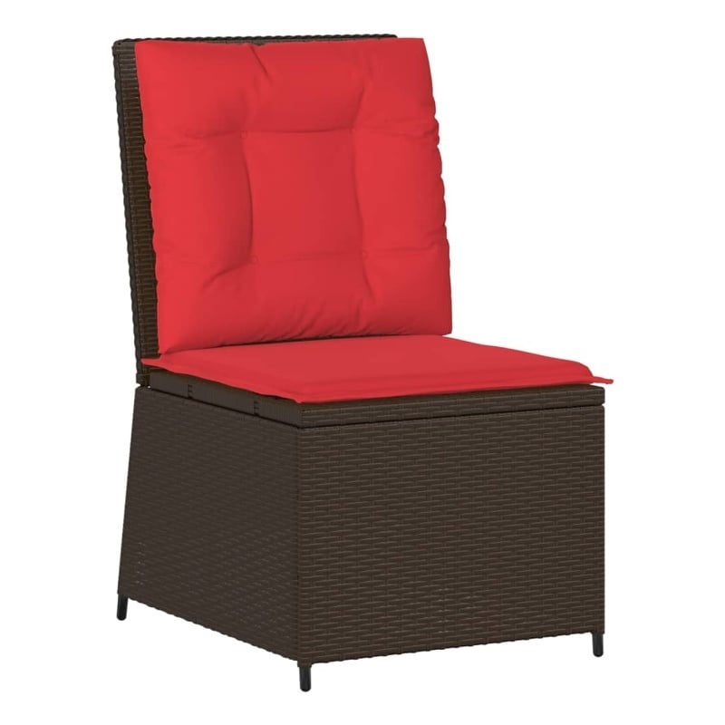 Bowery Hill Single-Seat PE Rattan Reclining Patio Sofa in Brown
