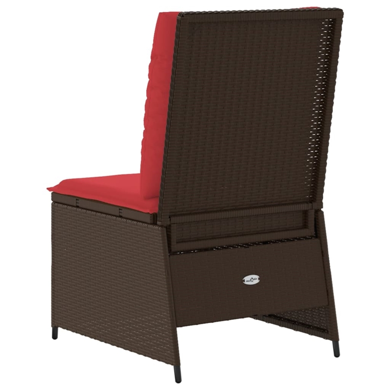 Bowery Hill Single-Seat PE Rattan Reclining Patio Sofa in Brown