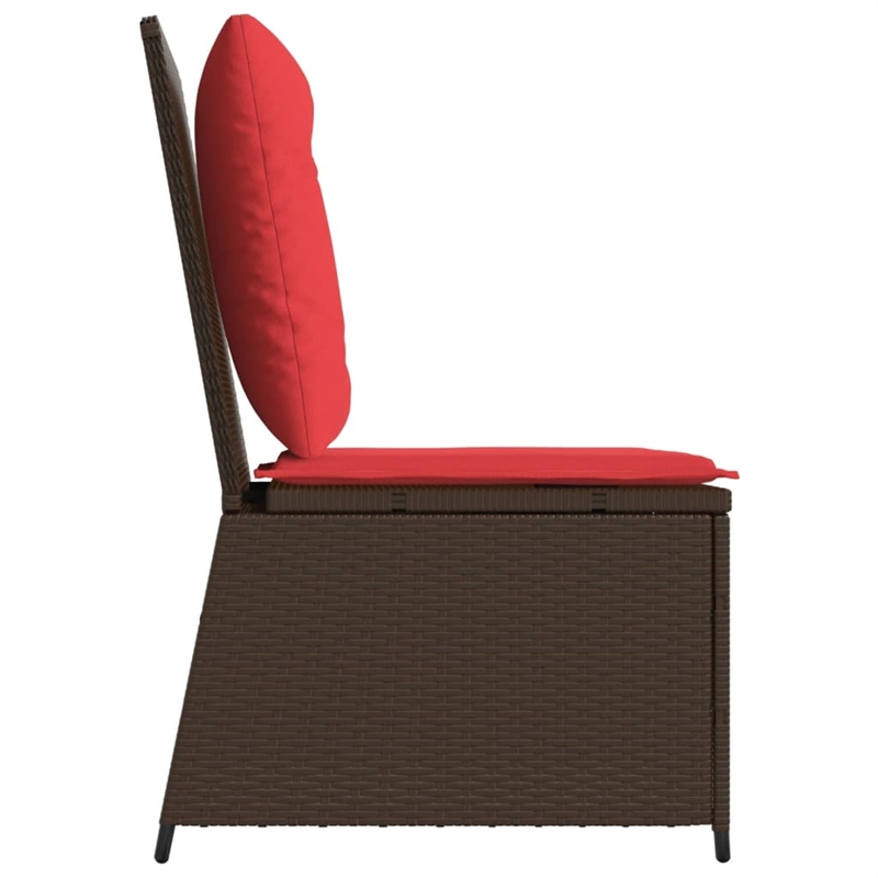 Bowery Hill Single-Seat PE Rattan Reclining Patio Sofa in Brown