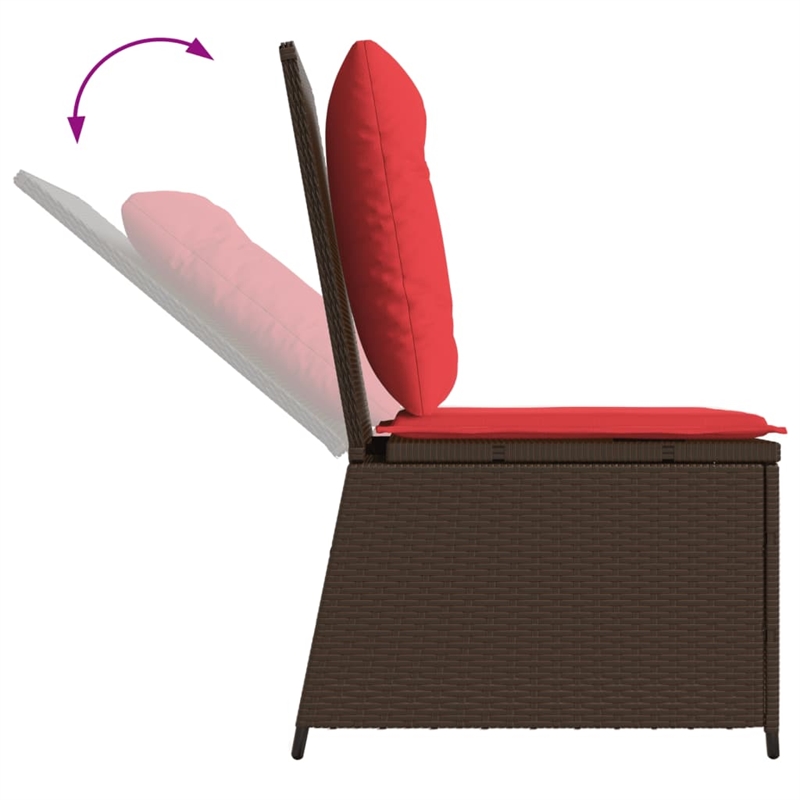Bowery Hill Single-Seat PE Rattan Reclining Patio Sofa in Brown
