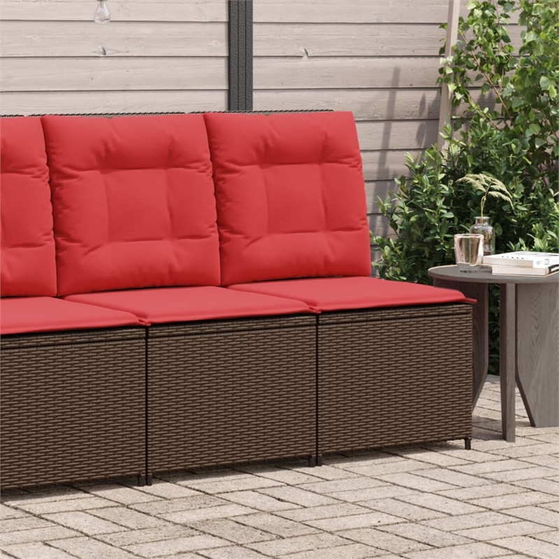 Bowery Hill Single-Seat PE Rattan Reclining Patio Sofa in Brown