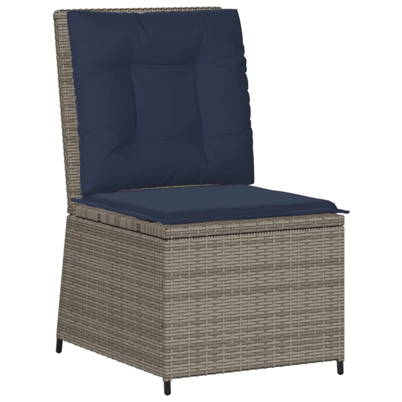 Bowery Hill Contemporary Single PE Rattan Reclining Garden Sofa in Gray