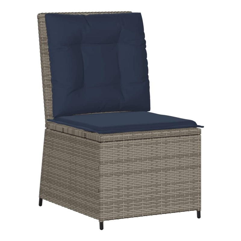 Bowery Hill Contemporary Single PE Rattan Reclining Garden Sofa in Gray