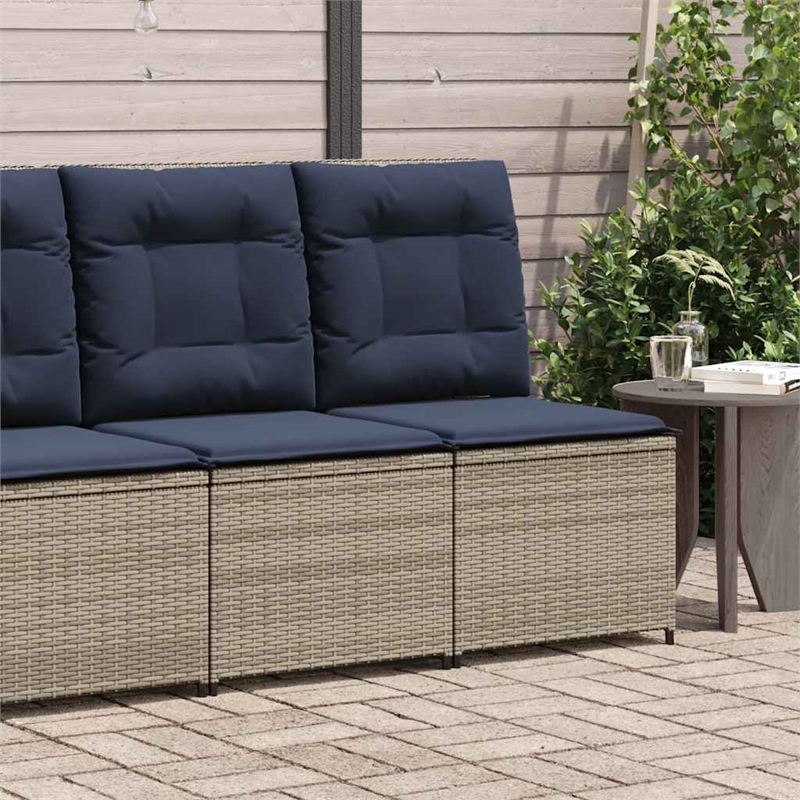 Bowery Hill Contemporary Single PE Rattan Reclining Garden Sofa in Gray