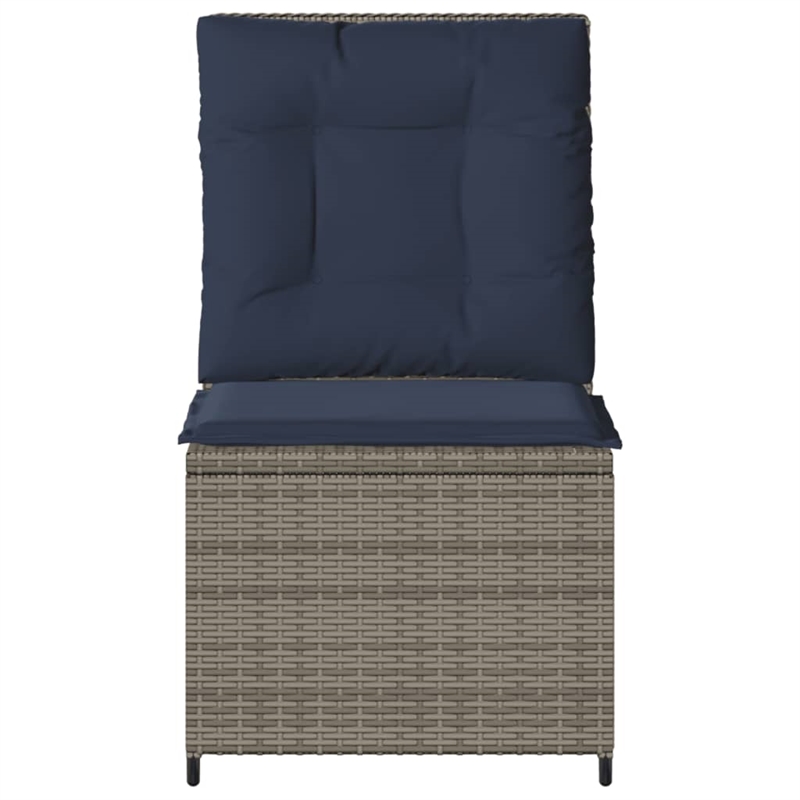 Bowery Hill Contemporary Single PE Rattan Reclining Garden Sofa in Gray