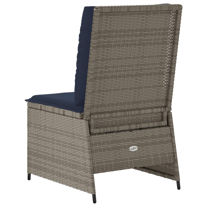 Bowery Hill Contemporary Single PE Rattan Reclining Garden Sofa in Gray