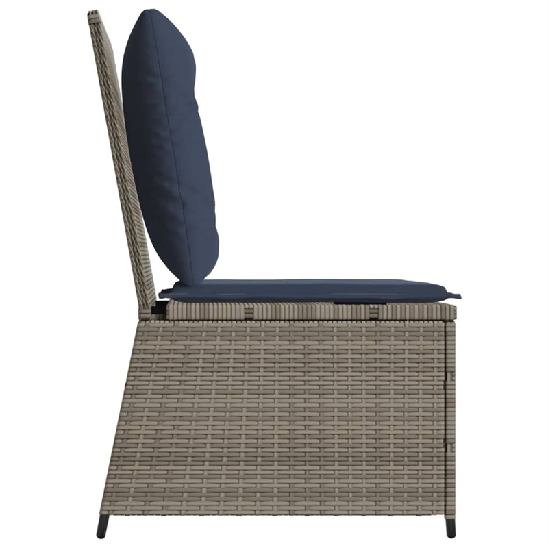 Bowery Hill Contemporary Single PE Rattan Reclining Garden Sofa in Gray