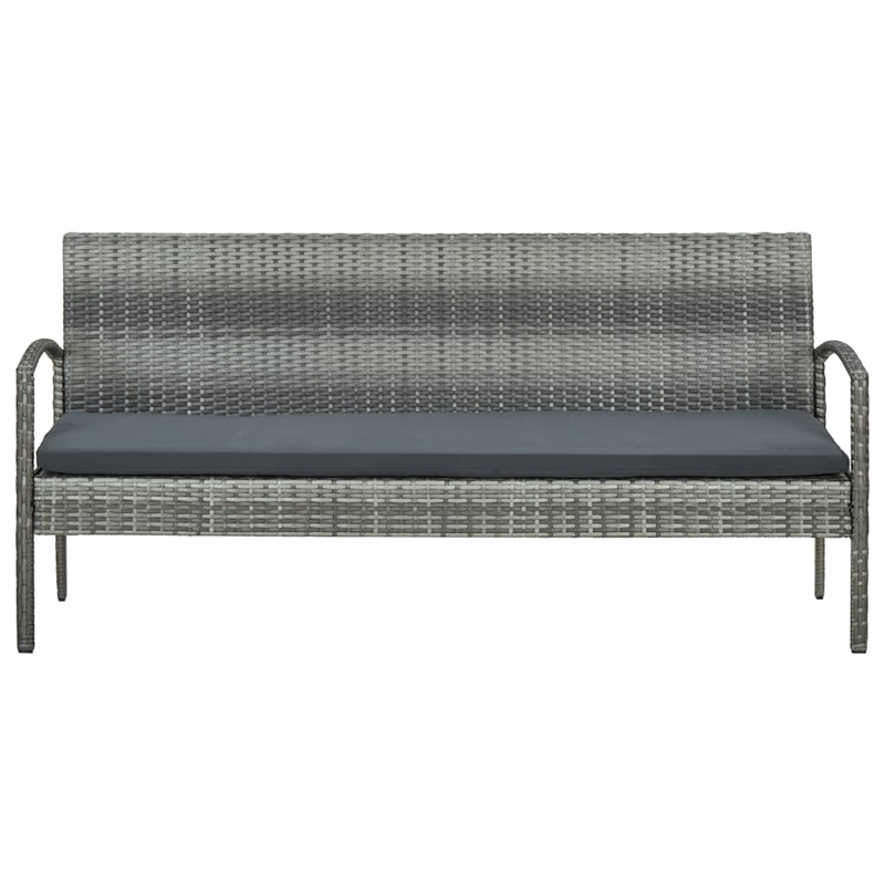 Bowery Hill Contemporary Synthetic Poly Rattan 3-Seater Patio Sofa in Gray