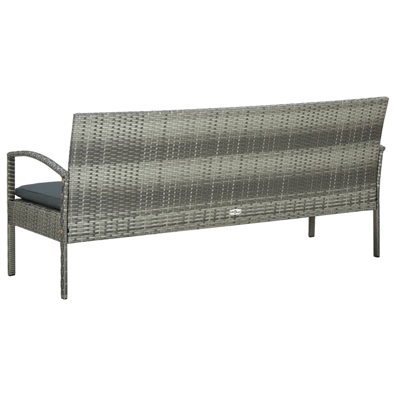 Bowery Hill Contemporary Synthetic Poly Rattan 3-Seater Patio Sofa in Gray