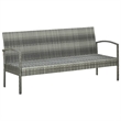 Bowery Hill Contemporary Synthetic Poly Rattan 3-Seater Patio Sofa in Gray
