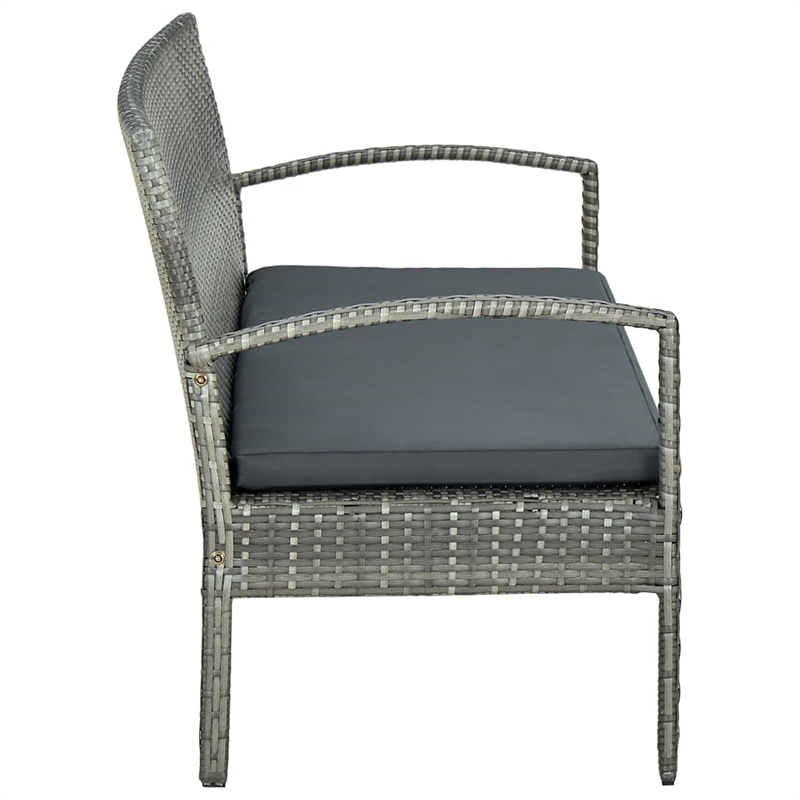 Bowery Hill Contemporary Synthetic Poly Rattan 3-Seater Patio Sofa in Gray