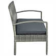 Bowery Hill Contemporary Synthetic Poly Rattan 3-Seater Patio Sofa in Gray
