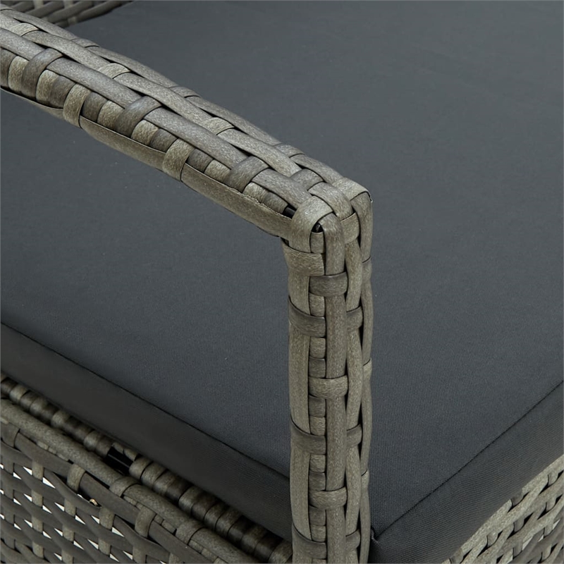 Bowery Hill Contemporary Synthetic Poly Rattan 3-Seater Patio Sofa in Gray