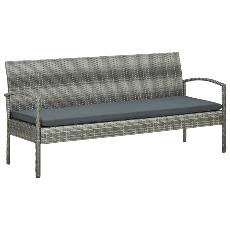 Bowery Hill Contemporary Synthetic Poly Rattan 3-Seater Patio Sofa in Gray