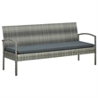 Bowery Hill Contemporary Synthetic Poly Rattan 3-Seater Patio Sofa in Gray