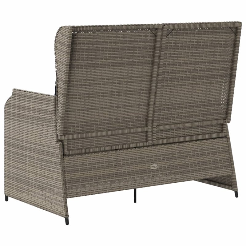 Bowery Hill Standard PE Rattan Reclining Patio Bench in Gray