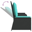 Bowery Hill Contemporary Synthetic Poly Rattan Reclining Patio Bench in Black