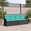 Bowery Hill Contemporary Synthetic Poly Rattan Reclining Patio Bench in Black