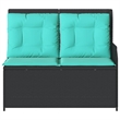 Bowery Hill Contemporary Synthetic Poly Rattan Reclining Patio Bench in Black