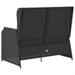 Bowery Hill Contemporary Synthetic Poly Rattan Reclining Patio Bench in Black