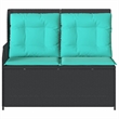 Bowery Hill 2-Seater PE Rattan Reclining Patio Bench in Black And Turquoise