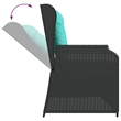 Bowery Hill 2-Seater PE Rattan Reclining Patio Bench in Black And Turquoise