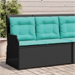 Bowery Hill 2-Seater PE Rattan Reclining Patio Bench in Black And Turquoise