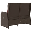Bowery Hill 2-Seater Rattan Reclining Patio Bench With Removable Covers - Brown