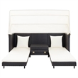 Bowery Hill 3-Seater Poly Rattan Sofa Bed With Adjustable Armrests in Black