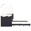 Bowery Hill 3-Seater Poly Rattan Sofa Bed With Adjustable Armrests in Black
