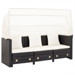 Bowery Hill 3-Seater Poly Rattan Sofa Bed With Adjustable Armrests in Black