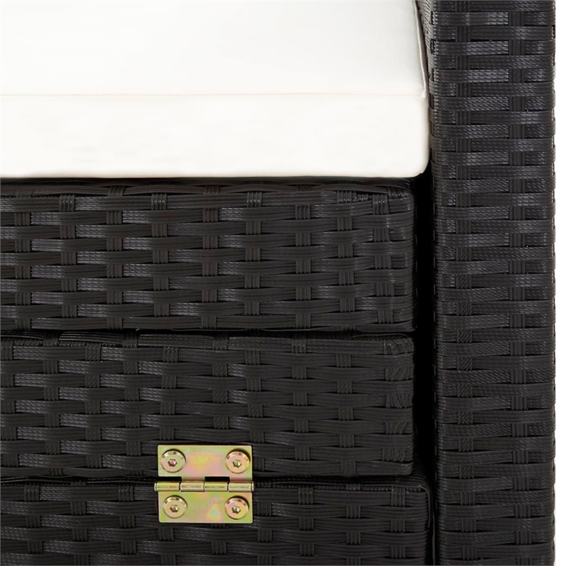 Bowery Hill 3-Seater Poly Rattan Sofa Bed With Adjustable Armrests in Black