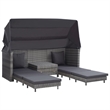 Bowery Hill Extendable 3-Seater Poly Rattan Sofa Bed With Roof in Gray