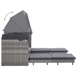 Bowery Hill Extendable 3-Seater Poly Rattan Sofa Bed With Roof in Gray