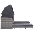 Bowery Hill Extendable 3-Seater Poly Rattan Sofa Bed With Roof in Gray