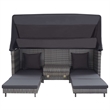 Bowery Hill Extendable 3-Seater Poly Rattan Sofa Bed With Roof in Gray