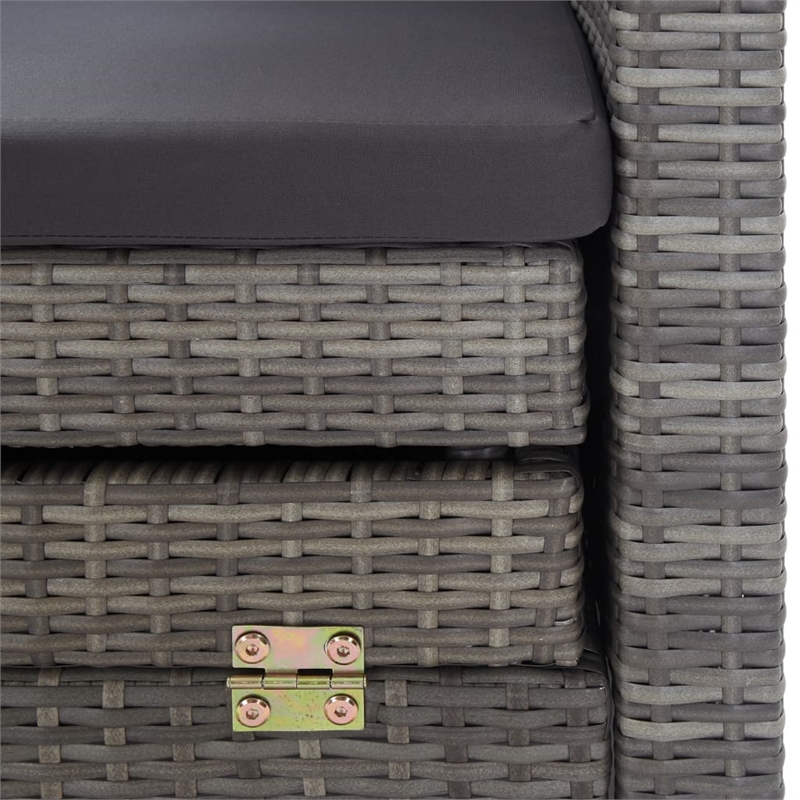 Bowery Hill Extendable 3-Seater Poly Rattan Sofa Bed With Roof in Gray