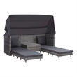 Bowery Hill Extendable 3-Seater Poly Rattan Sofa Bed With Roof in Gray
