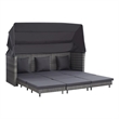 Bowery Hill Extendable 3-Seater Poly Rattan Sofa Bed With Roof in Gray