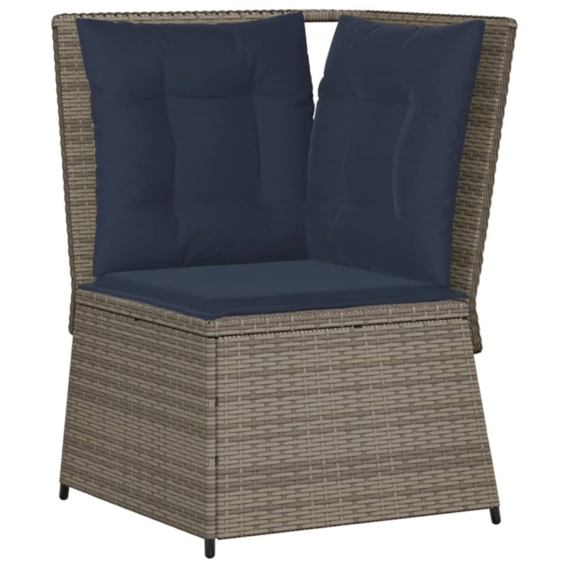Bowery Hill Medium PE Rattan & Powder-Coated Steel Patio Sofa - Gray & Navy Blue