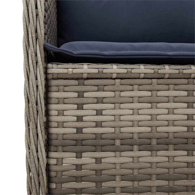 Bowery Hill Medium PE Rattan & Powder-Coated Steel Patio Sofa - Gray & Navy Blue