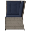 Bowery Hill Medium PE Rattan & Powder-Coated Steel Patio Sofa - Gray & Navy Blue