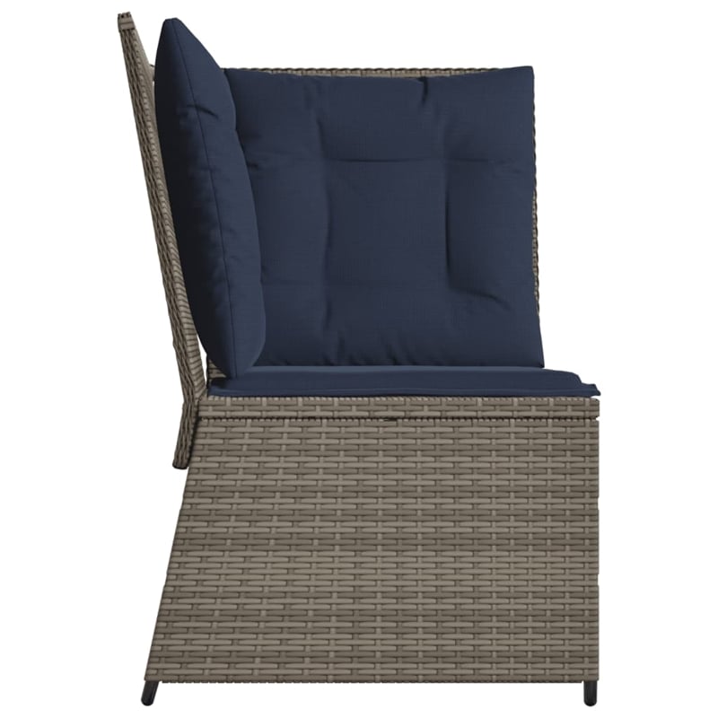 Bowery Hill Medium PE Rattan & Powder-Coated Steel Patio Sofa - Gray & Navy Blue