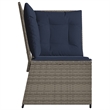 Bowery Hill Medium PE Rattan & Powder-Coated Steel Patio Sofa - Gray & Navy Blue