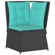 Bowery Hill Compact PE Rattan Patio Sofa With Adjustable Feet in Black